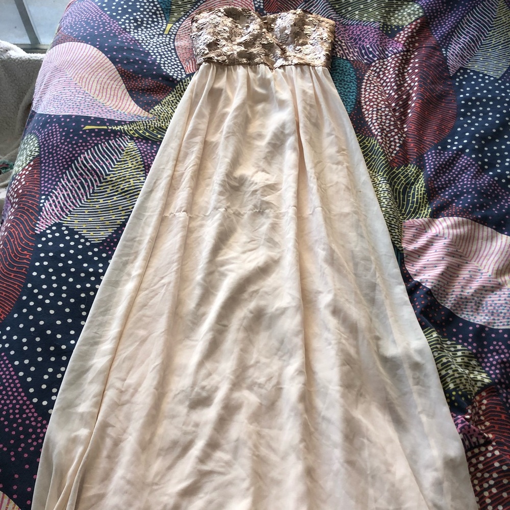 Long Pink Strapless Prom Dress